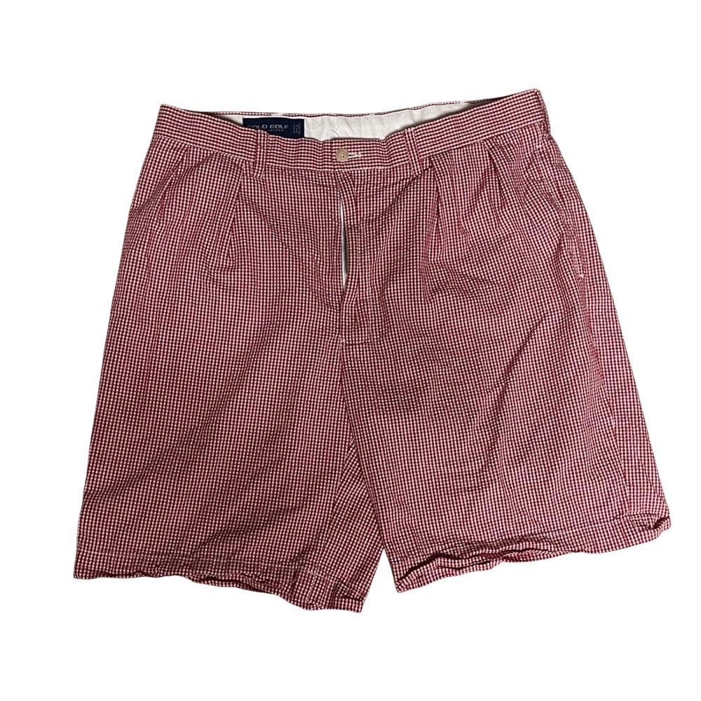 Polo Golf Ralph Lauren Red Gingham Shorts 100% Cotton Preppy 36